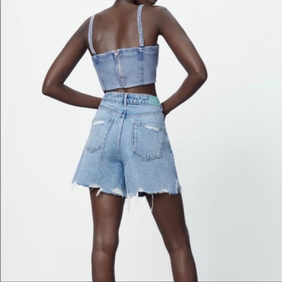 ZARA NWT DENIM CORSET TOP 🔥 - Picture 4 of 9